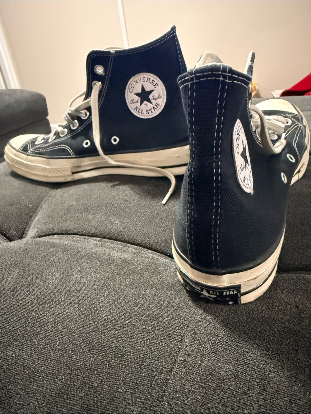 Converse Black High-Top Canvas Sneakers with White Trim size 8 men's 10 woman's - Picture 2 of 13